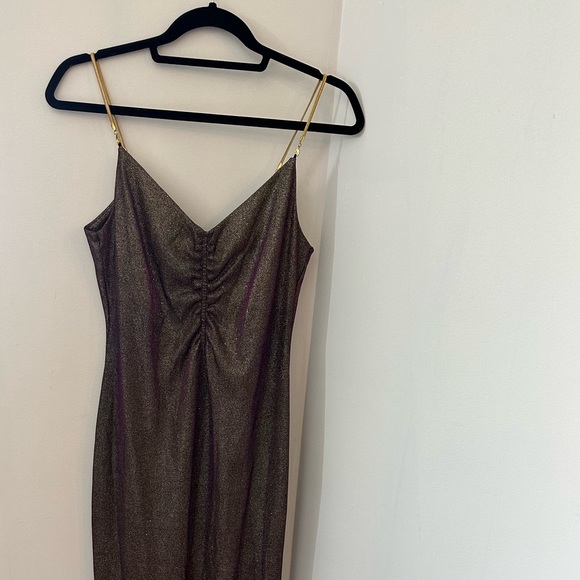 TOPSHOP Sparkly Gold midi dress, size 6 - Picture 2 of 4